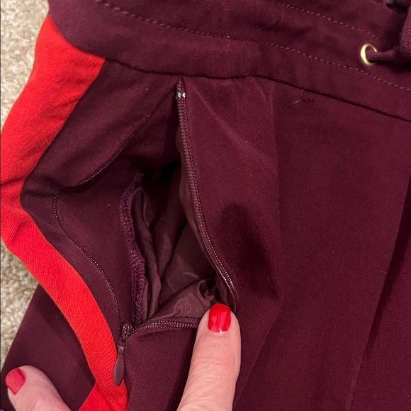 Anthropologie Maroon Track Pants with Red Side Stripe - Picture 4 of 9